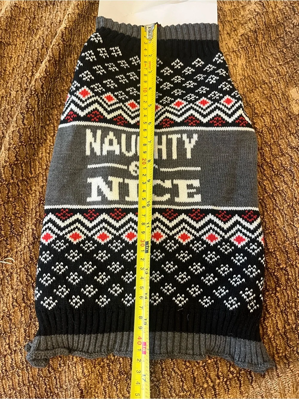 Holiday 'Naughty or Nice' Dog Sweater - Black & Gray